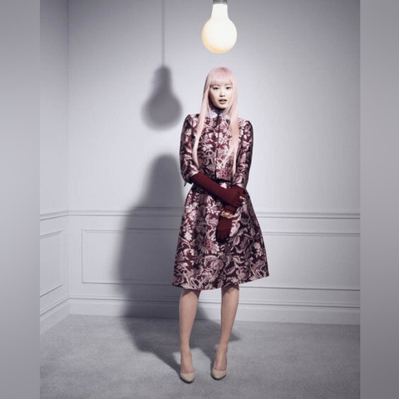 $6,000 NEW OSCAR DE LA RENTA FLORAL JAQUARD BURGUNDY JACKET SKIRT SUIT US L - Picture 9 of 16